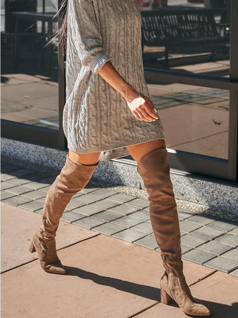 Justfab Tan suede Over-the-Knee Boots